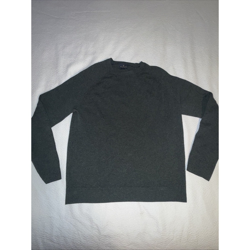 Brooks Brothers Mens Washable Wool Crewneck Sweater Green Heather Sz Large